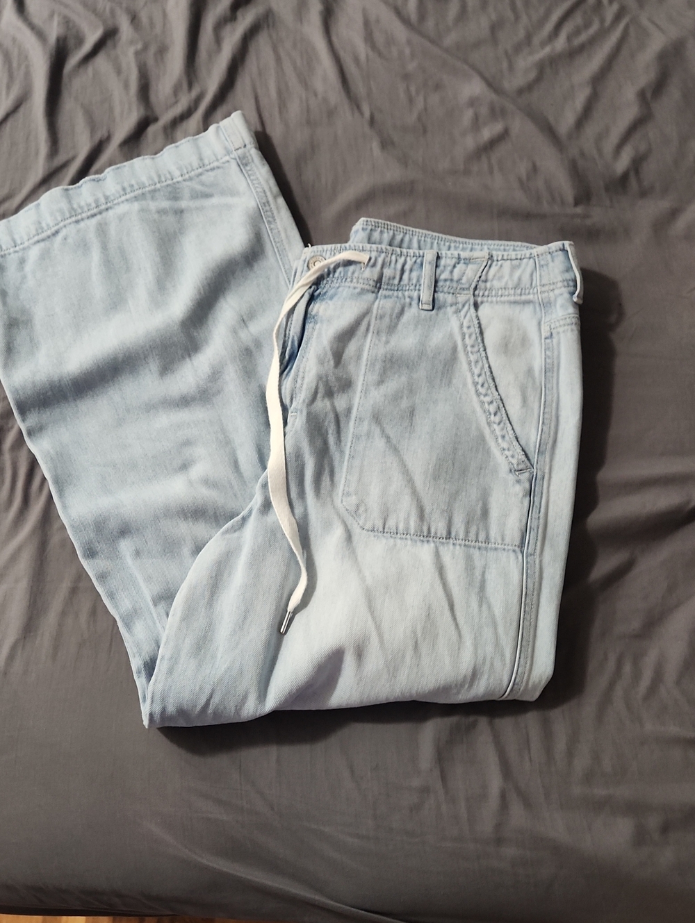 Light Blue Womens Denim Wide Leg Jeans